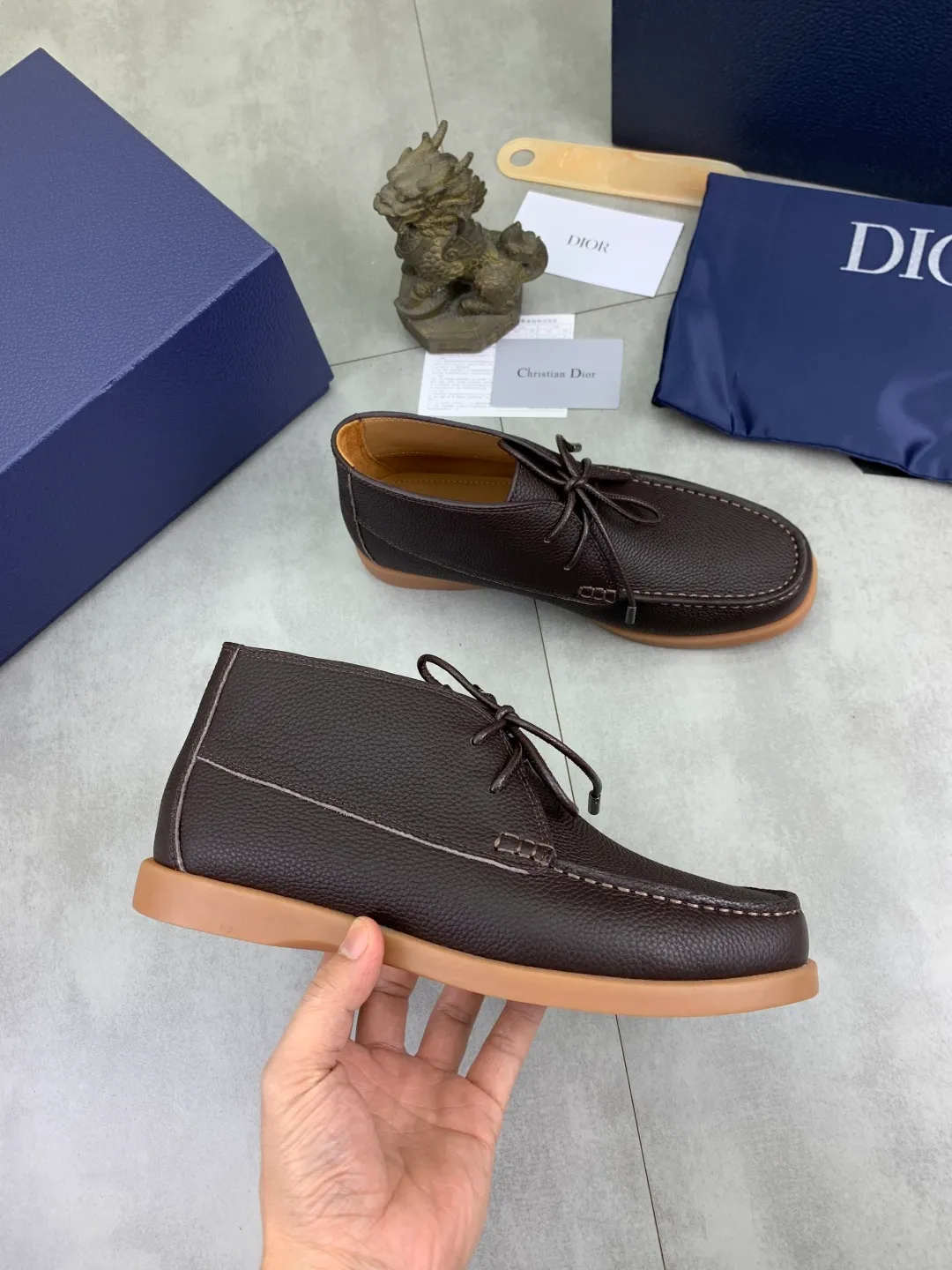 Men's Men's Shoes 💰P580 New Niuli💰High Version 💎💎💎Dior Original! Top Italian purchasing agent! Men's high-top business casual leather shoes, original imported calfskin upper, oiled edges, ultimate texture, gentleman style, imported cowhide lining inside, top-quality original Italian rubber outsole, first-class workmanship, top quality! Size: 39-44 (45 customized)